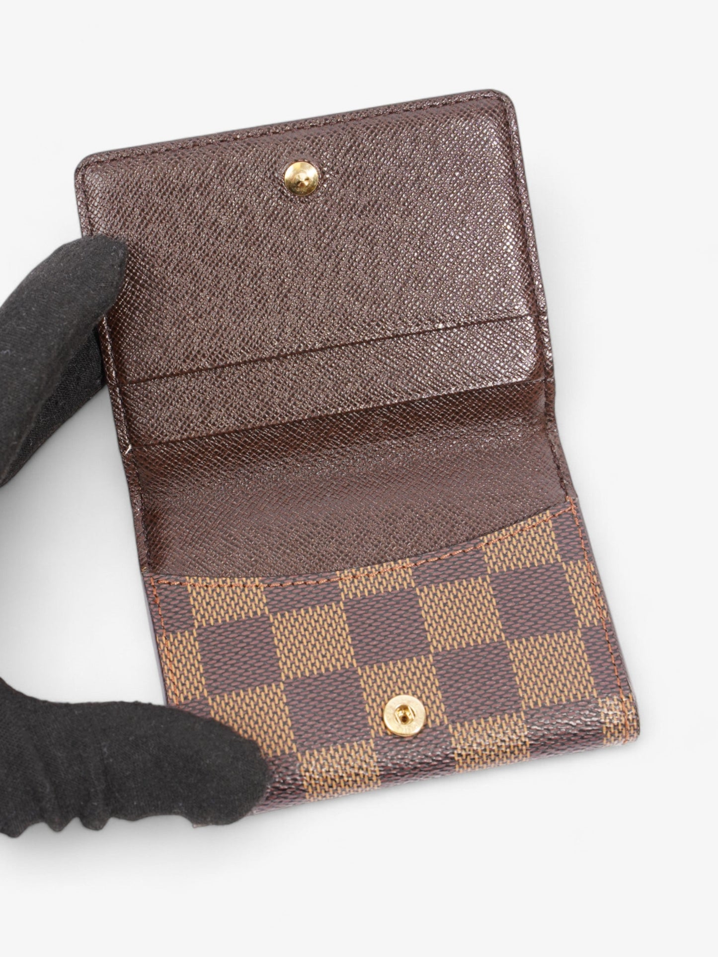 Louis Vuitton Ludlow Coin Case Wallet Damier Ebene / Gold Coated Canvas