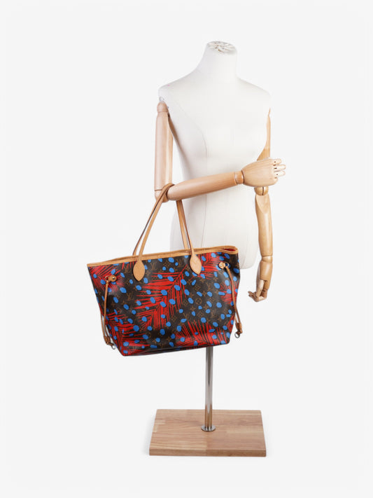 Louis Vuitton Neverfull Monogram / Red / Blue Coated Canvas MM