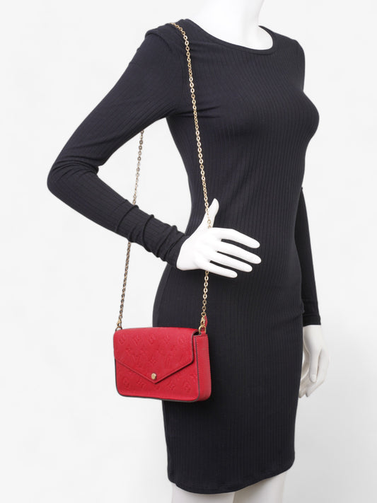 Louis Vuitton Felicie Pochette Monogram Scarlet Red Calfskin Leather