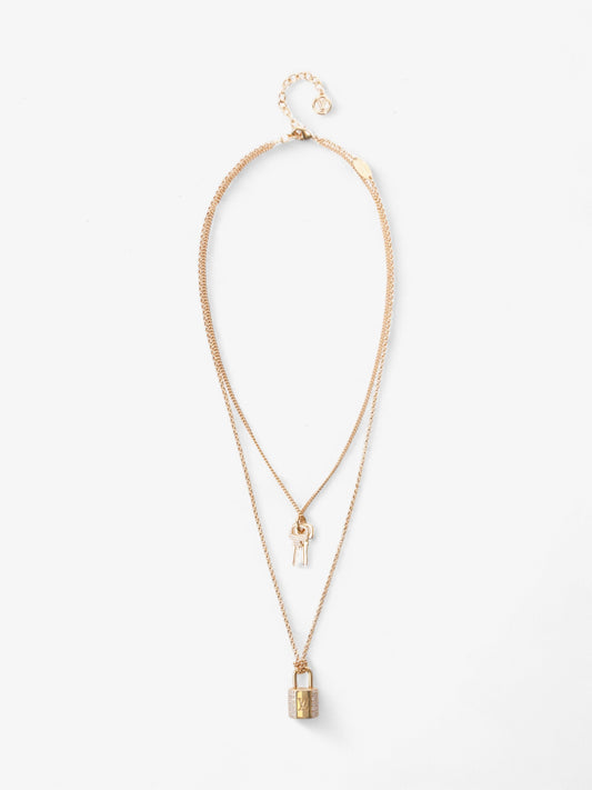 Louis Vuitton LV Padlock Necklace Gold Base Metal