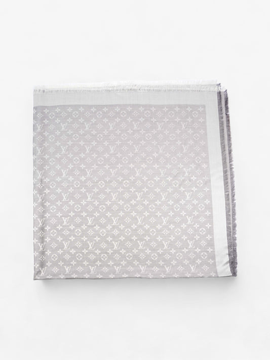 Louis Vuitton Classic Shawl Monogram Grey Silk