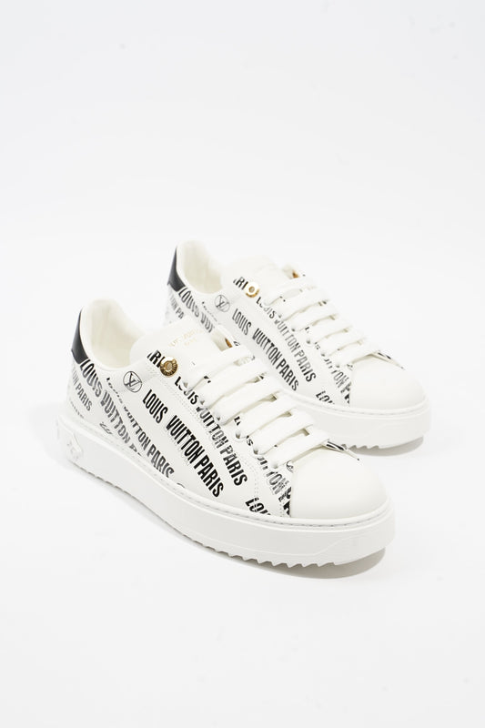 Louis Vuitton Time Out Sneaker White / Black Logo All Over Leather EU 38.5 UK 5.5