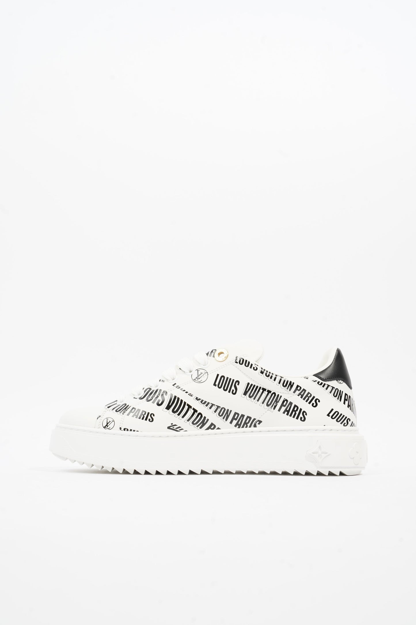 Louis Vuitton Time Out Sneaker White / Black Logo All Over Leather EU 38.5 UK 5.5