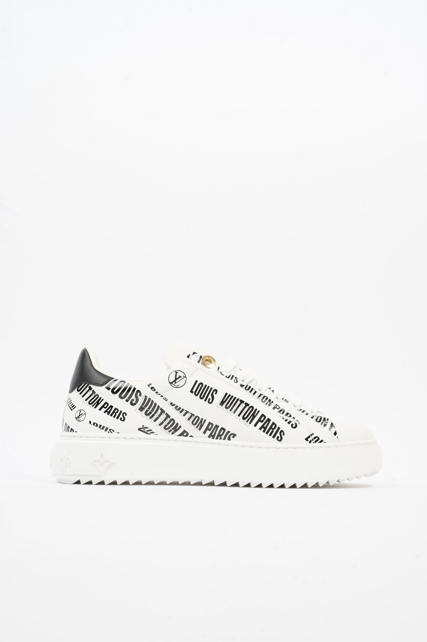 Louis Vuitton Time Out Sneaker White / Black Logo All Over Leather EU 38.5 UK 5.5