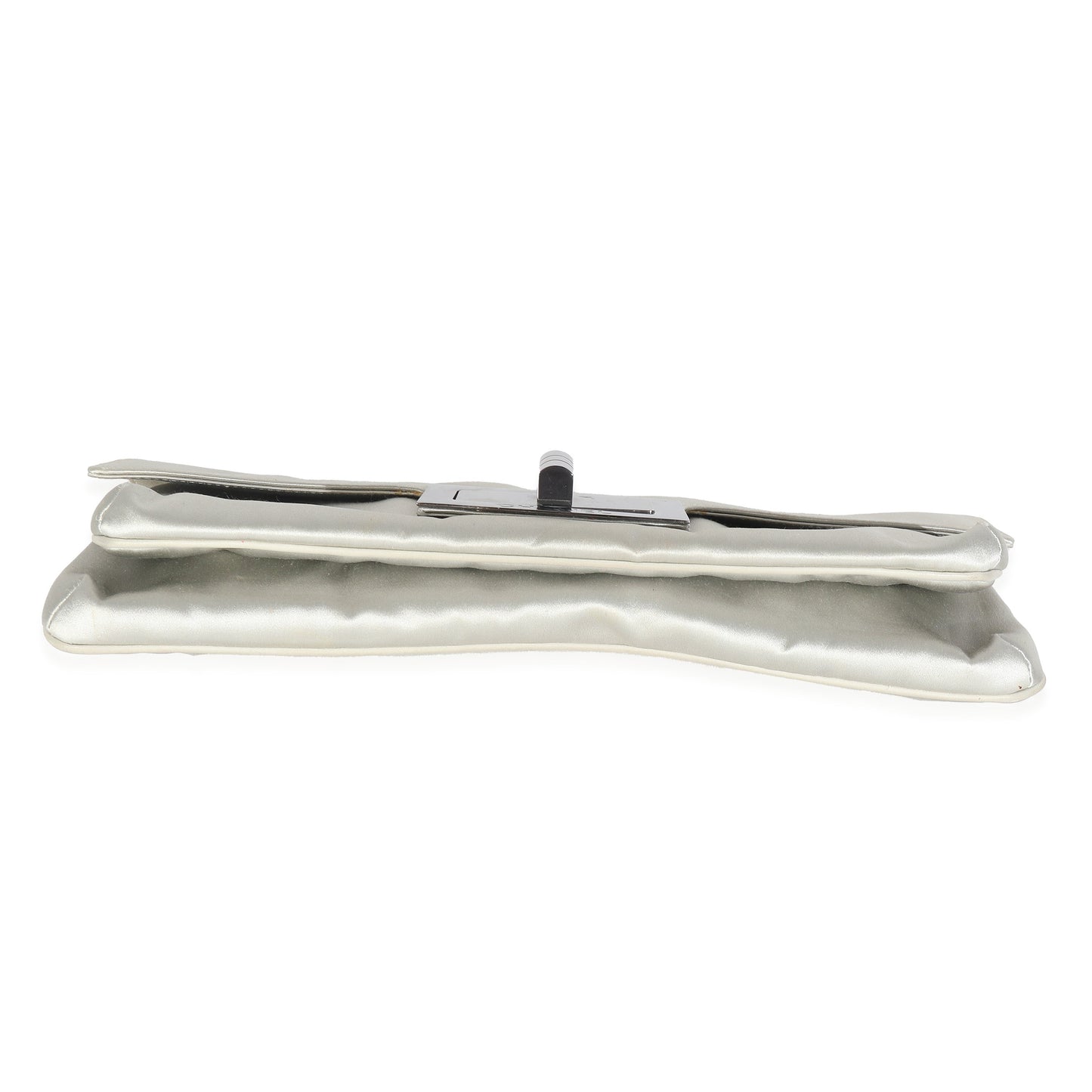 Chanel Grey Satin Silk Reissue Foldover XL Clutch