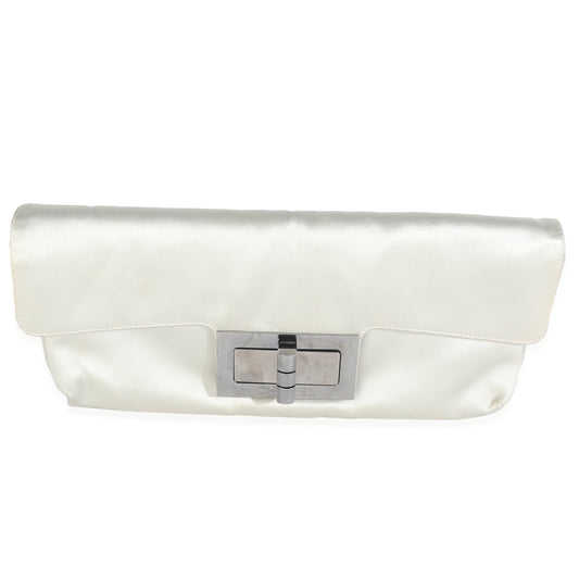 Chanel Grey Satin Silk Reissue Foldover XL Clutch
