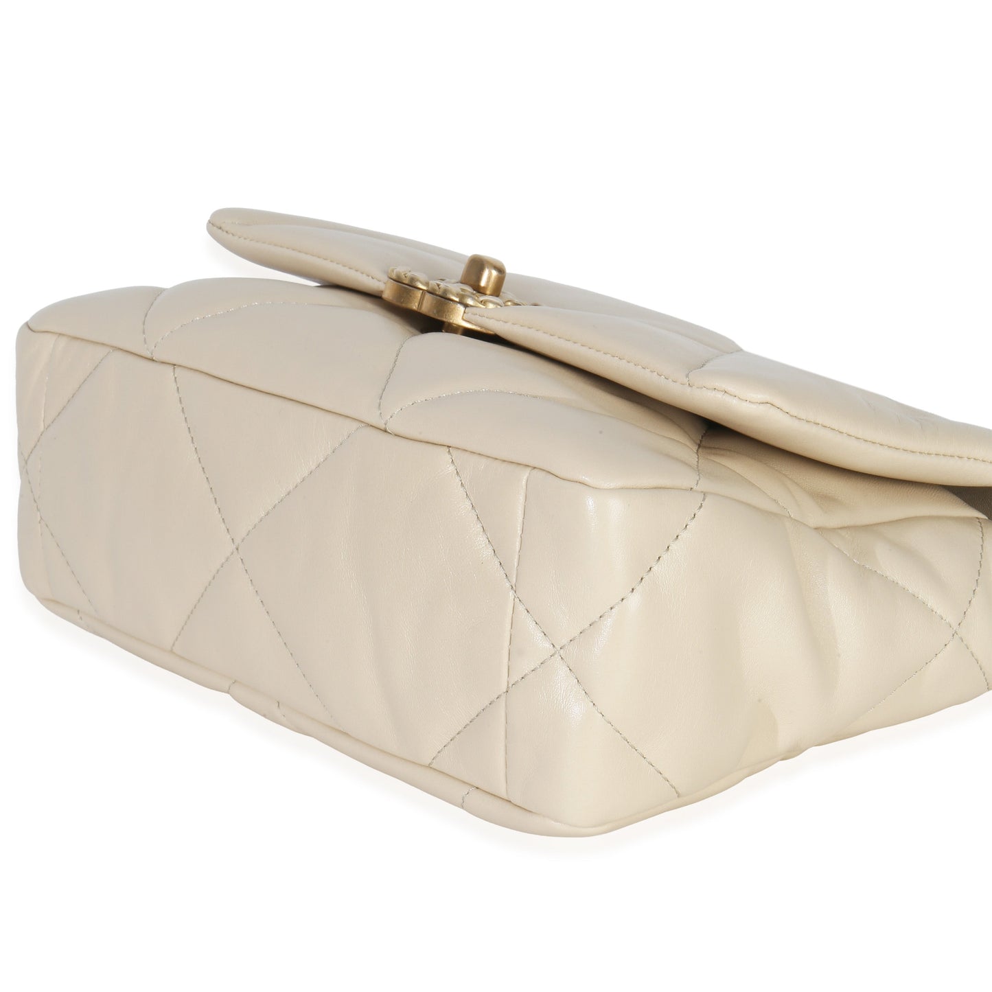 Chanel Beige Quilted Lambskin Medium Chanel 19 Flap Bag