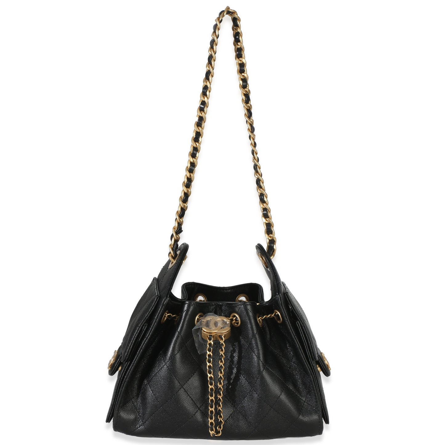 Chanel 26P Black Quilted Caviar Mini Chanel 25 Hobo Handbag