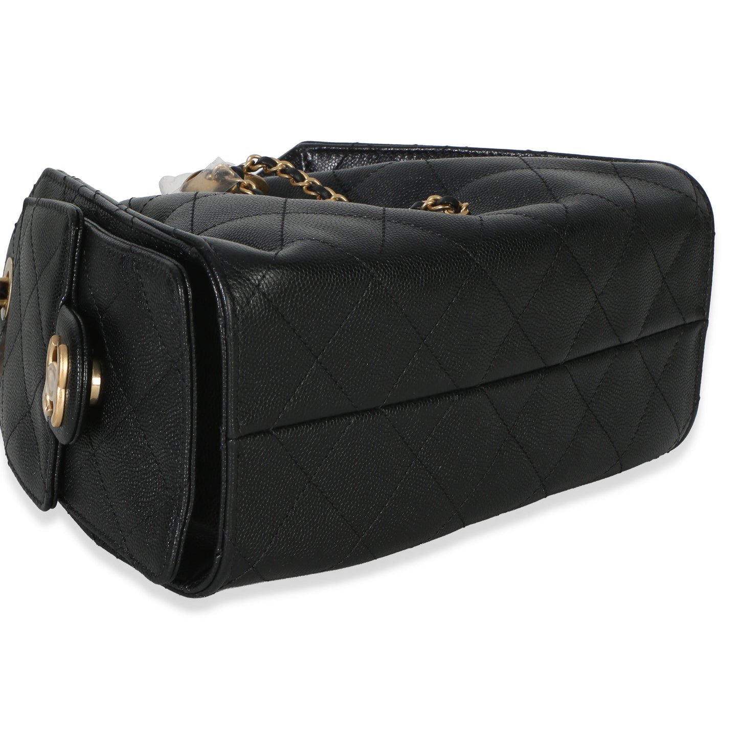 Chanel 26P Black Quilted Caviar Mini Chanel 25 Hobo Handbag
