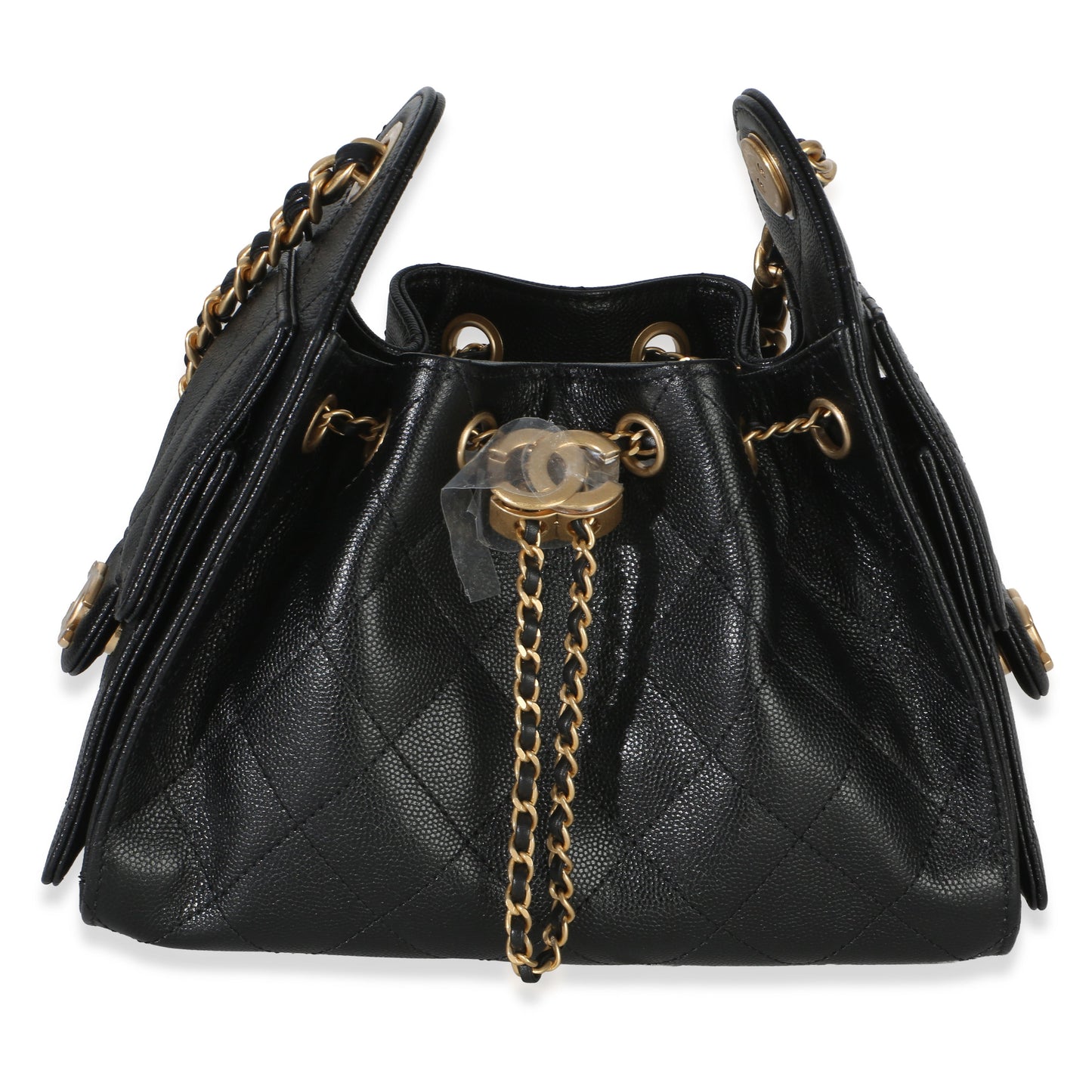 Chanel 26P Black Quilted Caviar Mini Chanel 25 Hobo Handbag