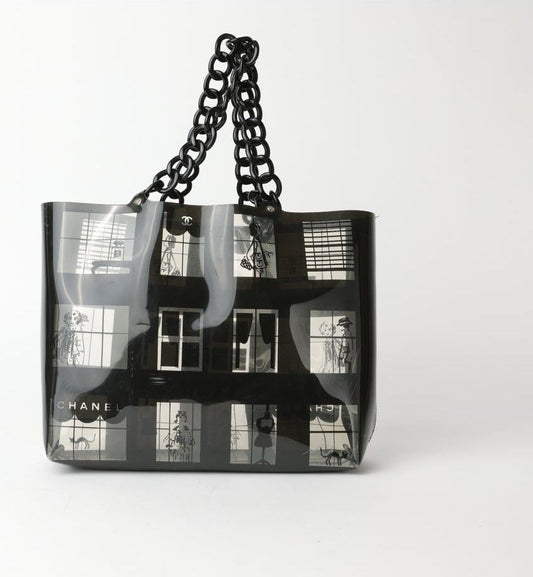 Chanel Vinyl Coco Window Tote Black
