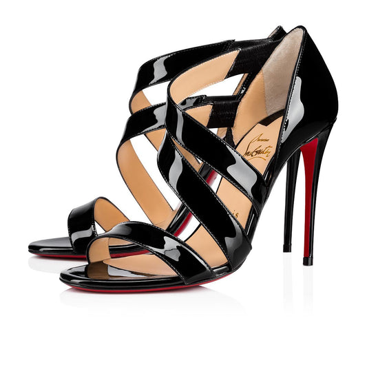 CHRISTIAN LOUBOUTIN BLACK WORLD COPINE 100 SIZE 37