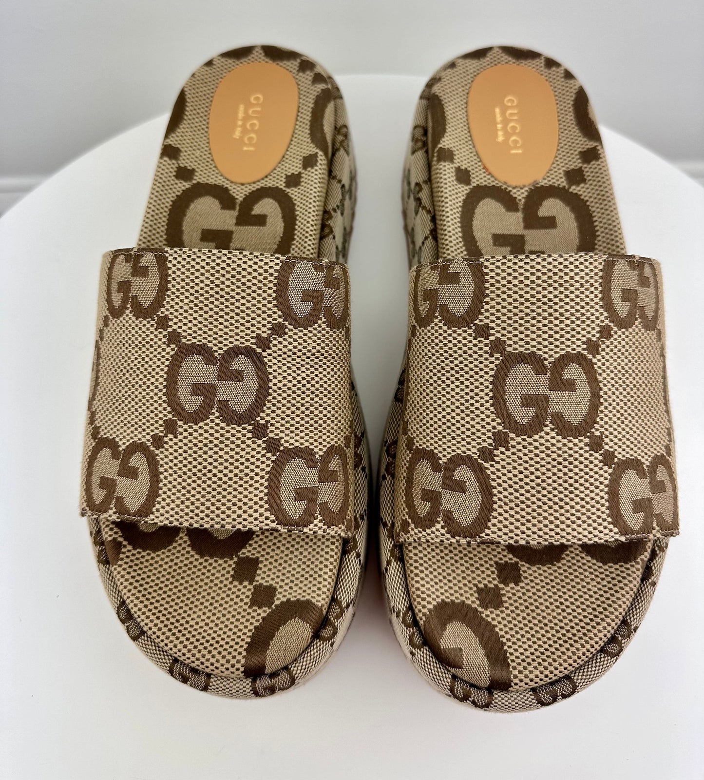 Gucci Platform Slide Sandals in Canvas