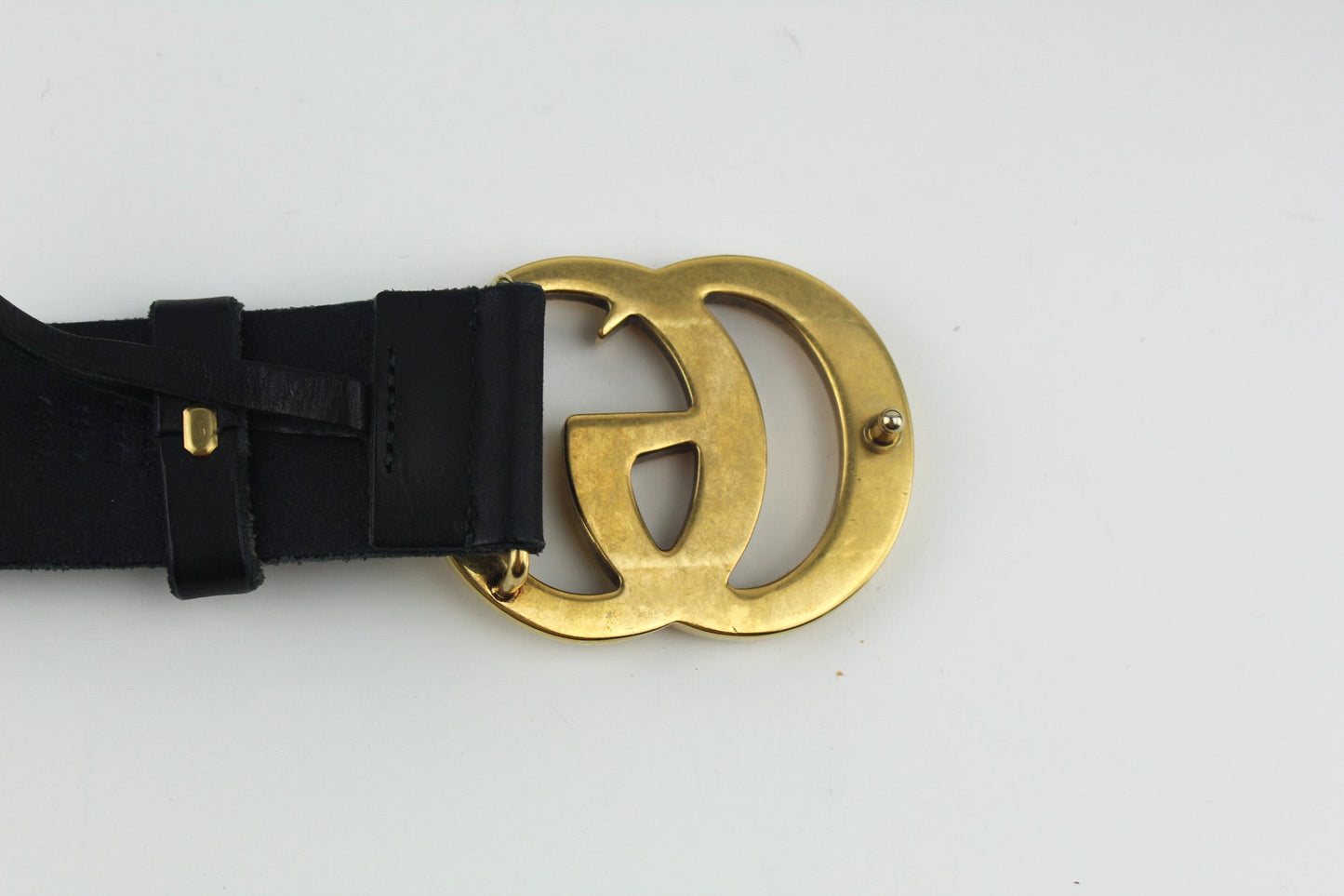 GUCCI LEATHER BELT WITH DOUBLE G BUCKLE