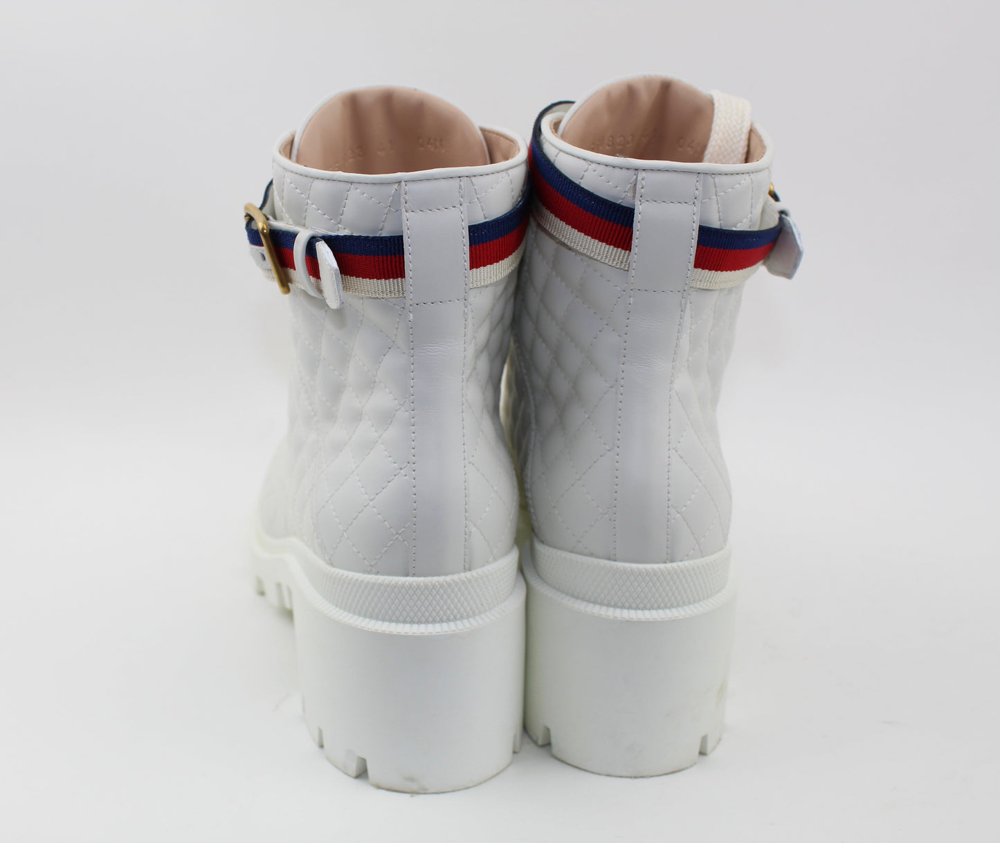 GUCCI GROSGRAIN TRIMMED QUILTED LEATHER ANKLE BOOTS