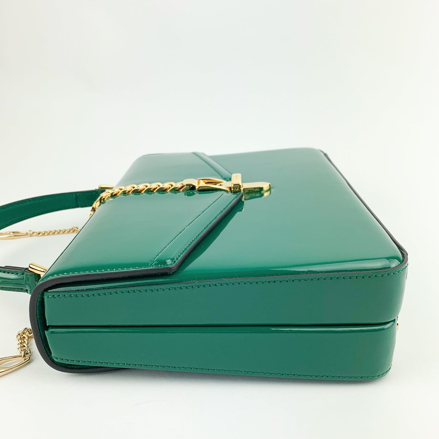 Gucci Sylvie 1969 Green Patent Leather mini Handle bag
