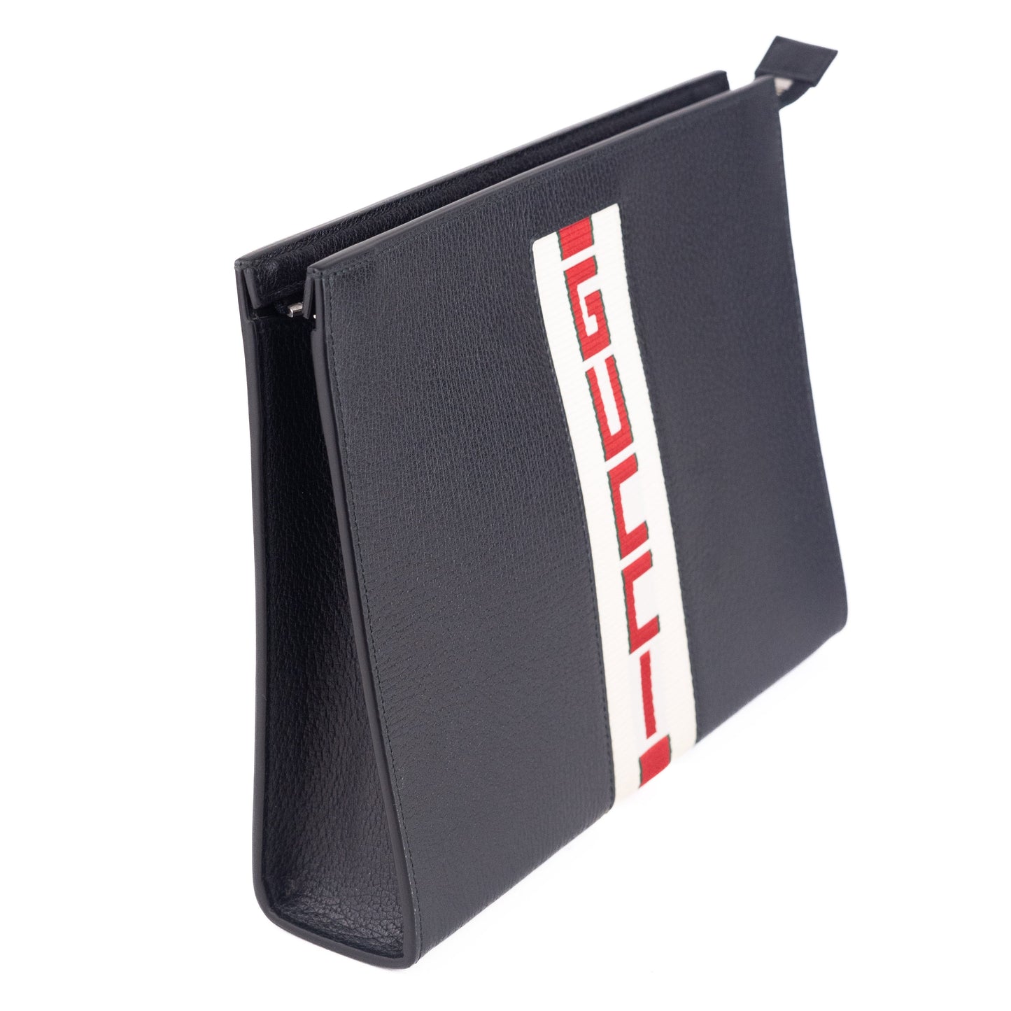 Gucci Logo Stripe Leather Pouch