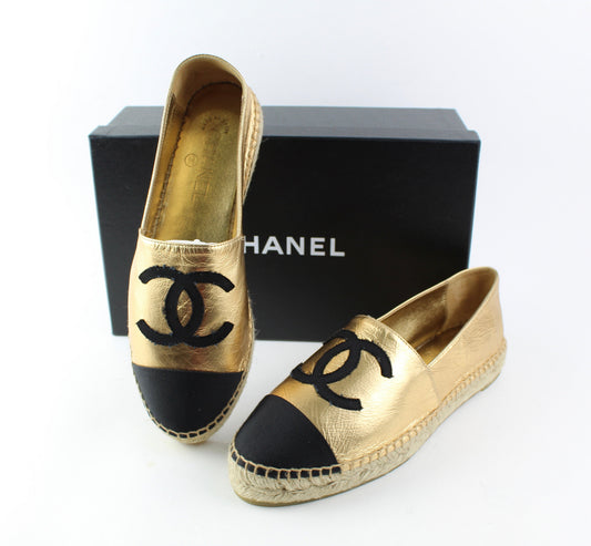 Chanel Espadrilles Gold & Black