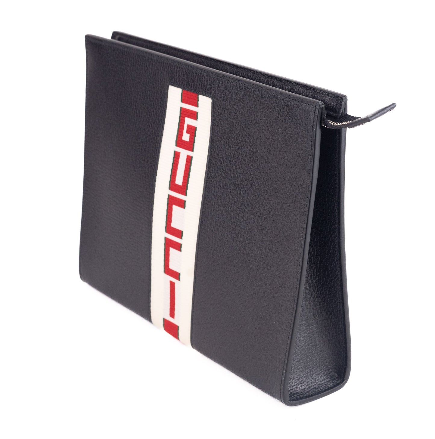 Gucci Logo Stripe Leather Pouch