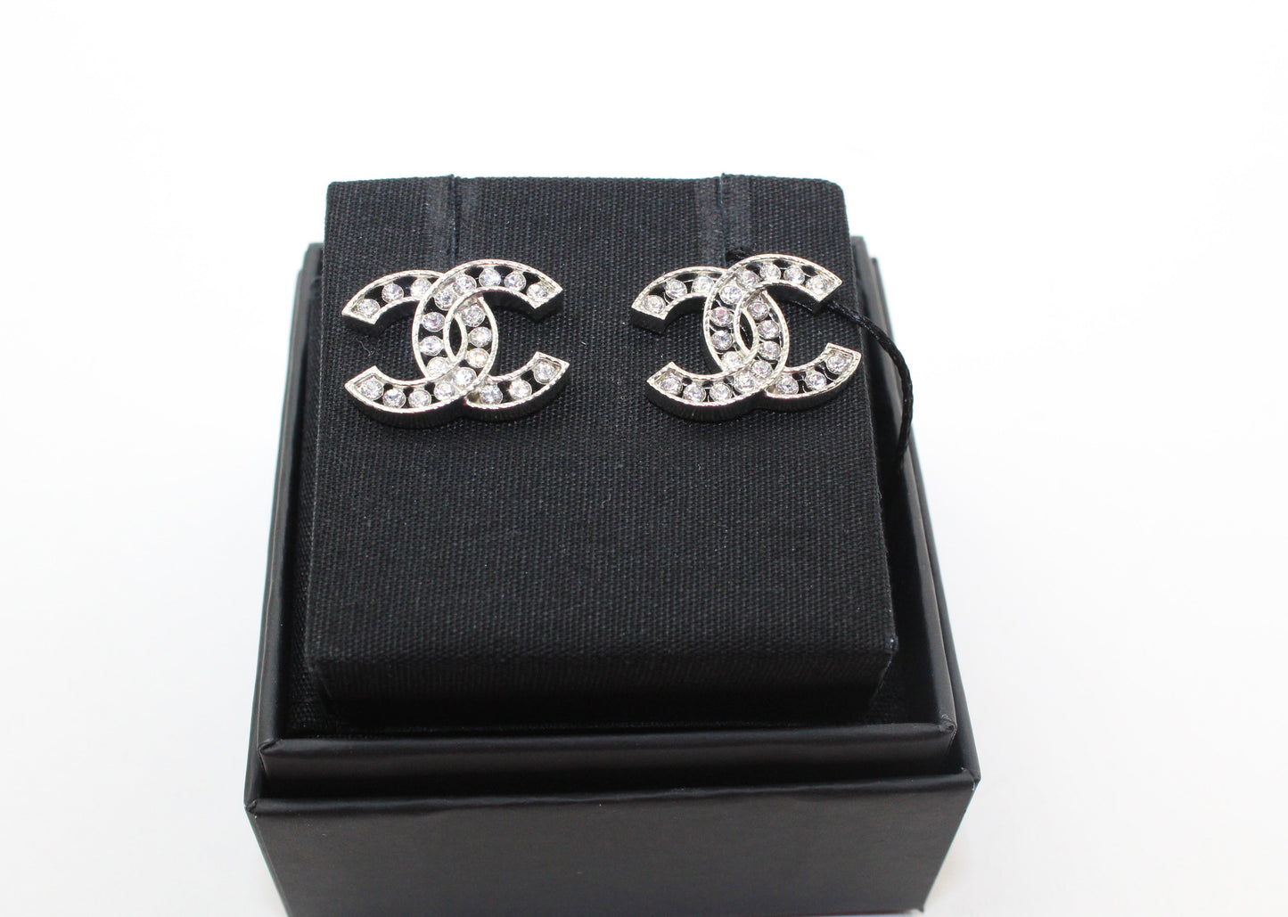 Chanel CC Silver  and Crystal Earrings