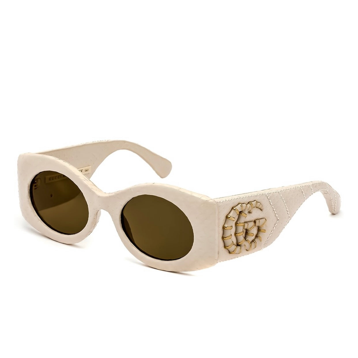 Gucci Quilted Snakeskin leather Sunglasses in ivory