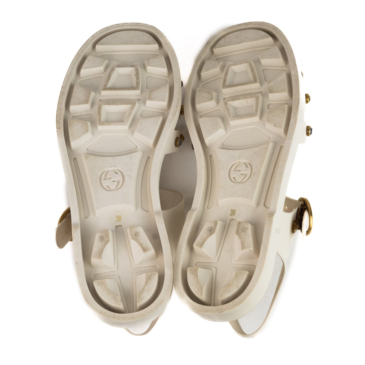 Gucci White Rubber Sandal with Crystals size 38