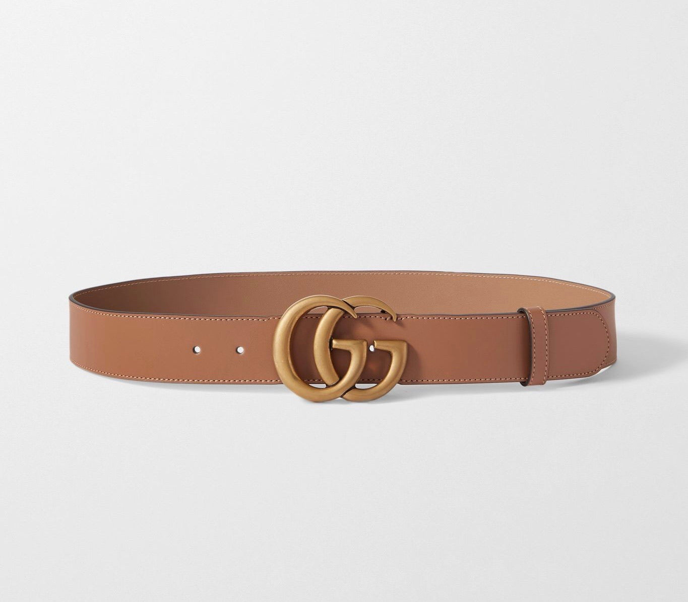 GUCCI LEATHER BELT WITH DOUBLE G BUCKLE