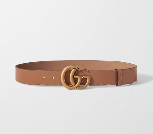 GUCCI LEATHER BELT WITH DOUBLE G BUCKLE