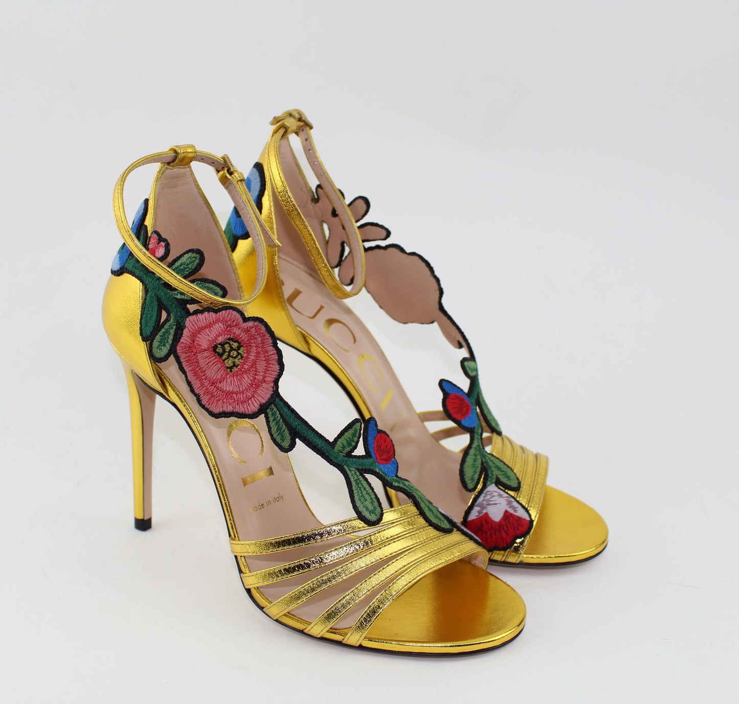GUCCI OPHELIA GOLD SANDALS SIZE 38