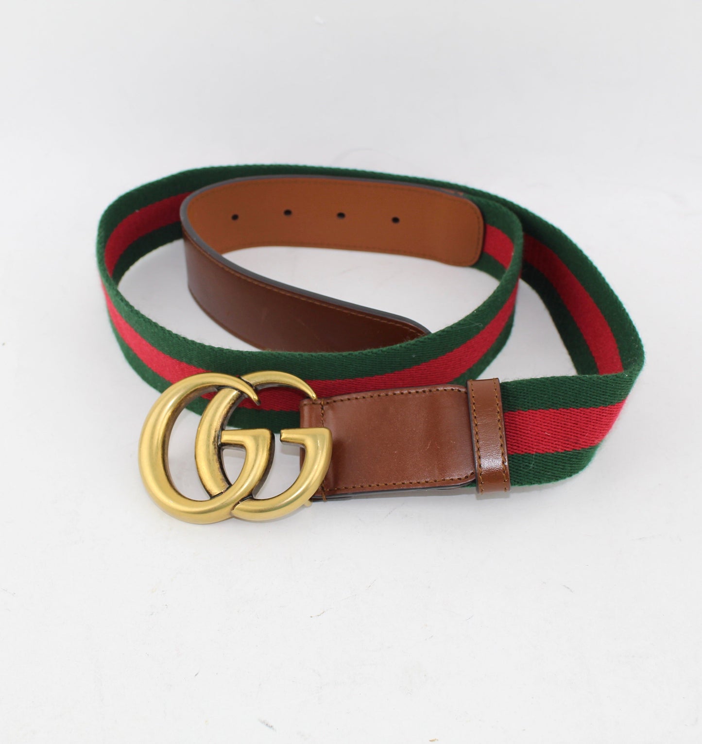 GUCCI WEB BELT WITH DOUBLE G BUCKLE SIZE 90/36