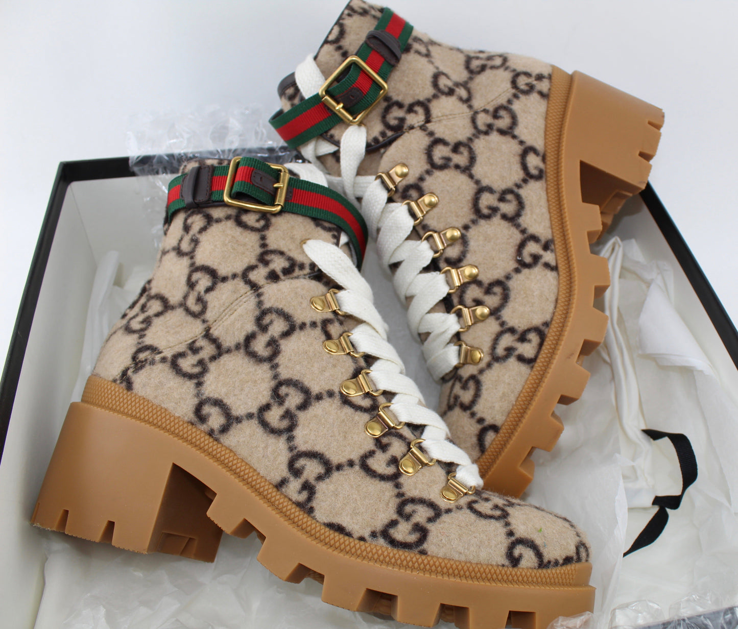 GUCCI GG WOOL ANKLE BOOTS