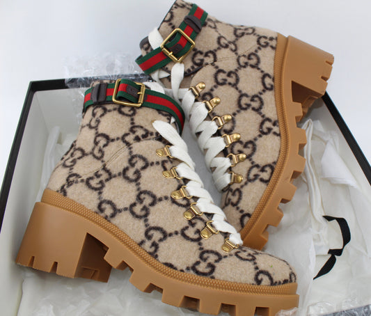 GUCCI GG WOOL ANKLE BOOTS