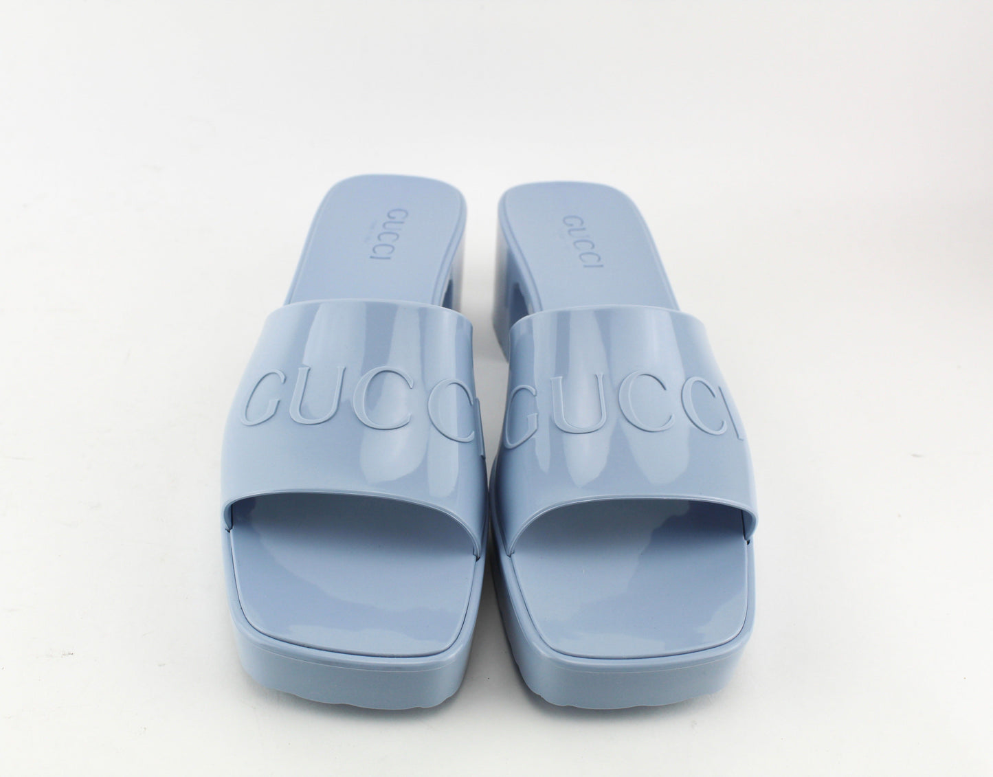 Gucci Rubber Slide Sandal Light Blue