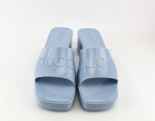 Gucci Rubber Slide Sandal Light Blue