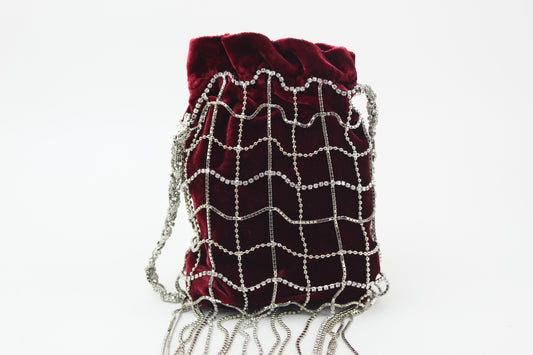 Dolce & Gabbana Velvet Burgundy Chain around clutch