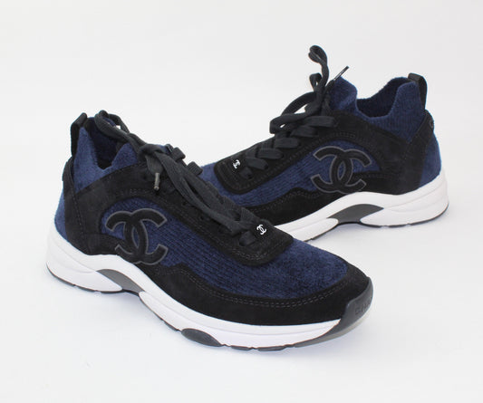 Chanel Fabric & Suede Calfskin Blue & Black