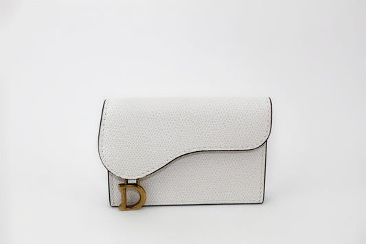 DIOR SADDLE FLAP CARD HOLDER WHITE