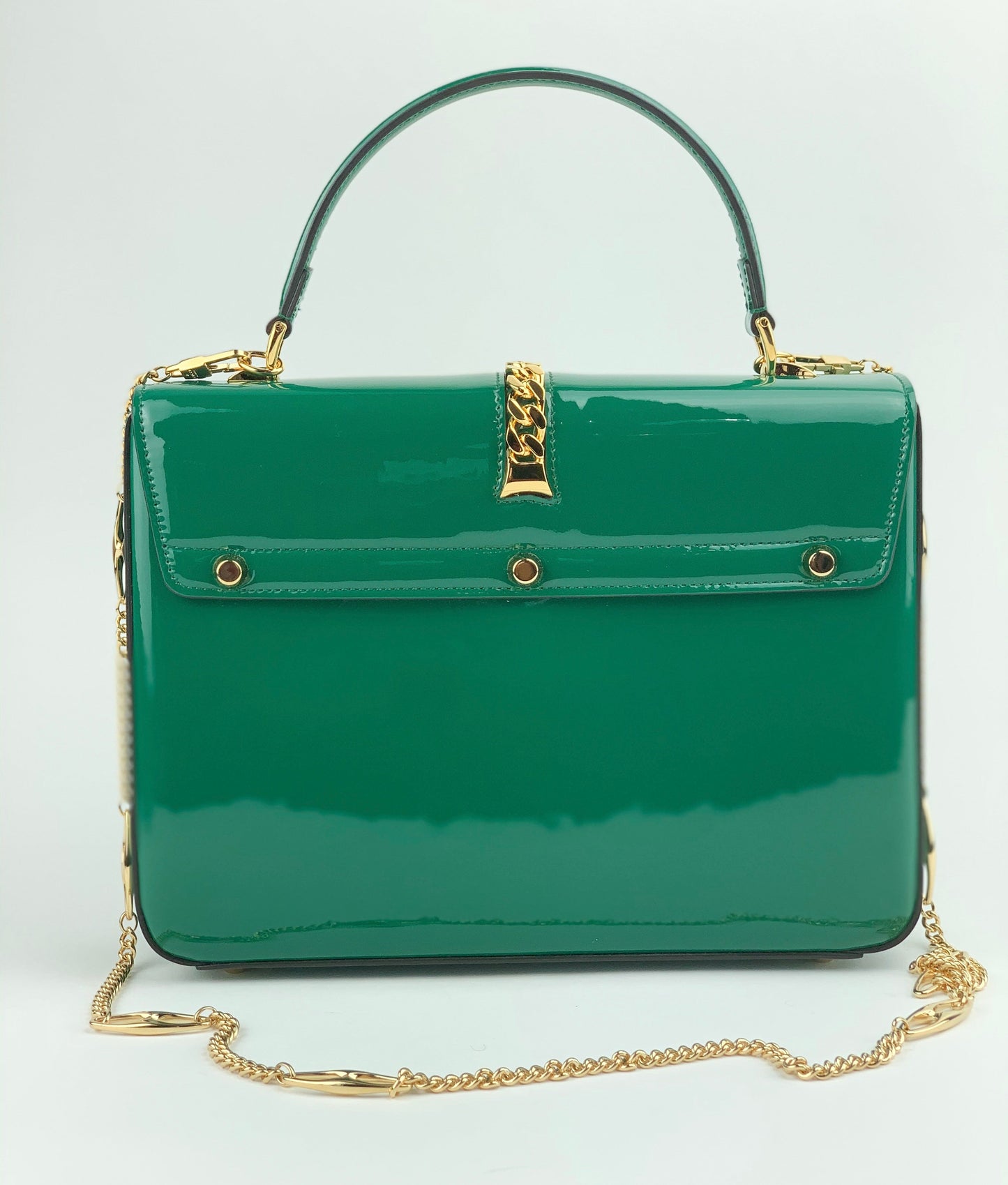 Gucci Sylvie 1969 Green Patent Leather mini Handle bag