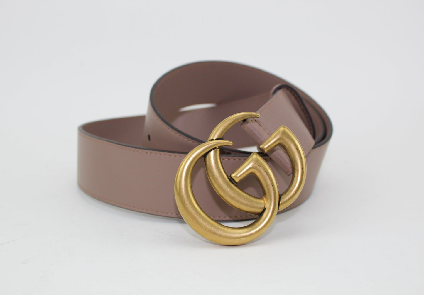 GUCCI LEATHER BELT WITH DOUBLE G BUCKLE