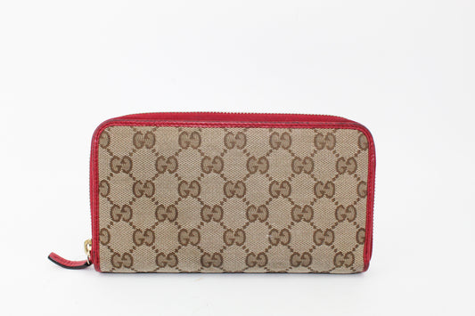 GUCCI CANVAS ZIP WALLET ORANGE