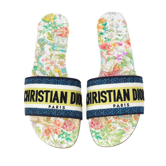Dior Dway Slide White Multicolor D- Constellation Embroidered cotton
