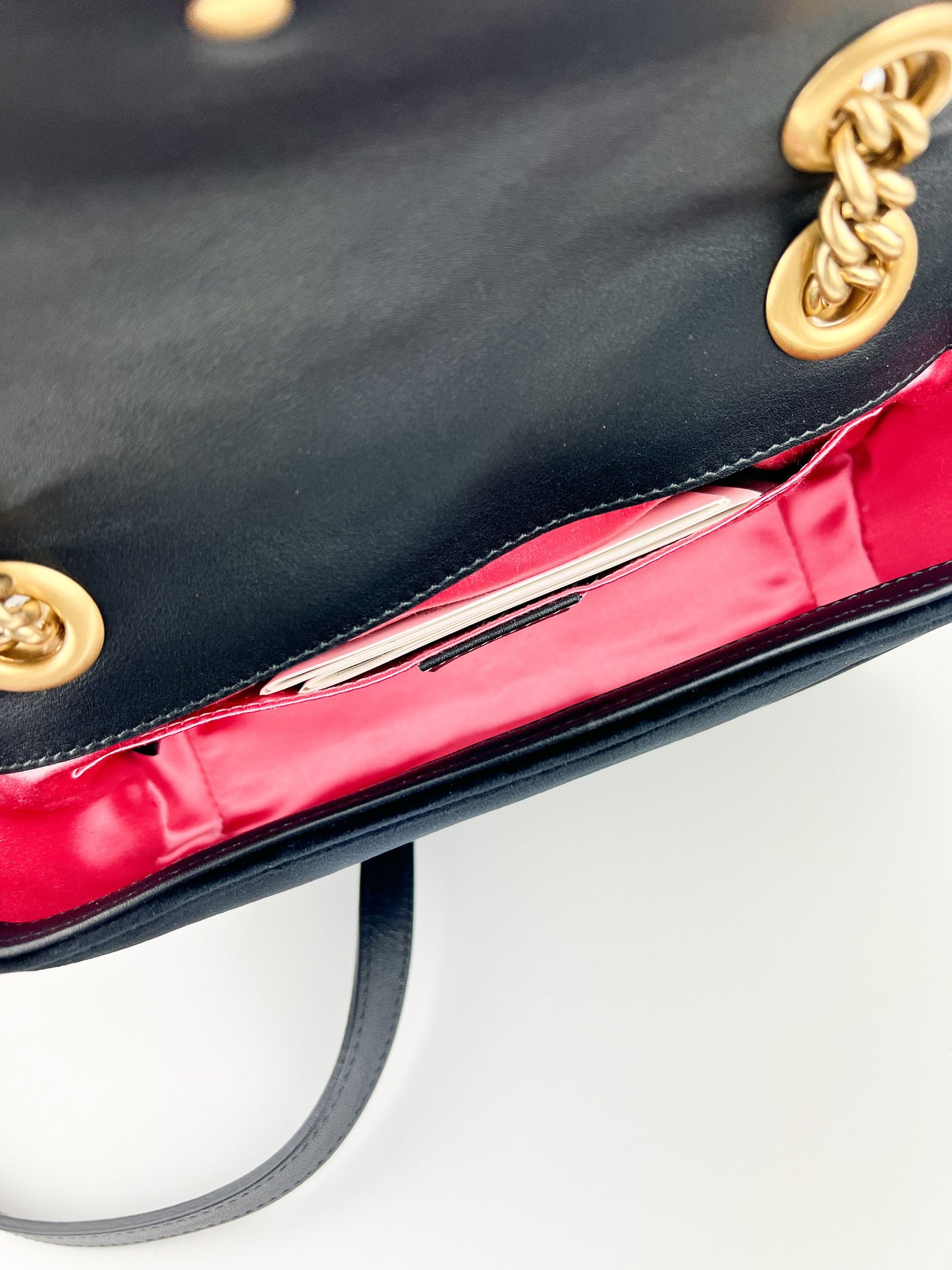 Gucci Velvet Matelasse Mini GG Marmont Shoulder Bag in black