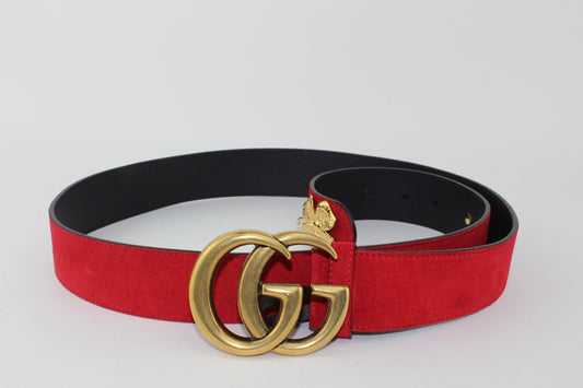 GUCCI SUEDE GG BELT RED