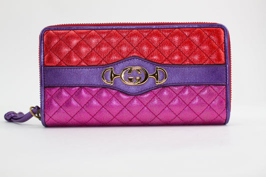 GUCCI LAMINATED  ZIP AROUND WALLET