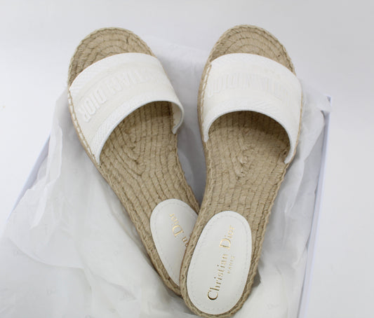 DIOR GRANVILLE OBLIQUE EMBROIDERED COTTON SLIDES