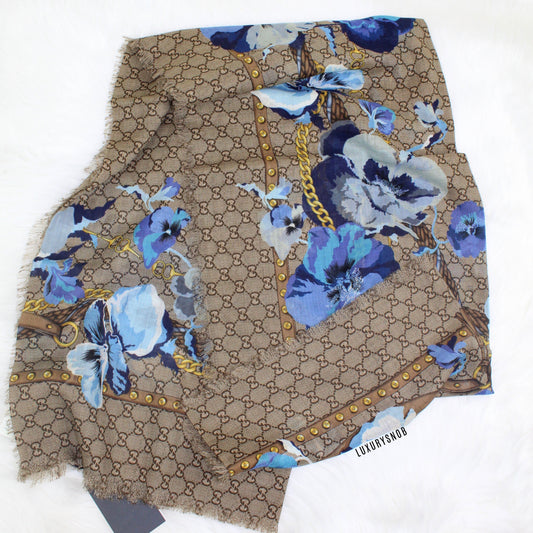 GUCCI OSHIBANA FLORAL PRINT SHAWL