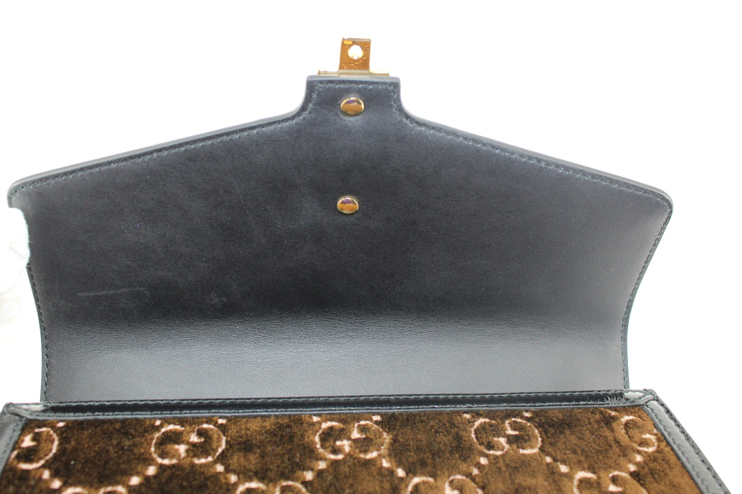 Gucci Sylvie Shoulder Bag GG Velvet Small Brown )