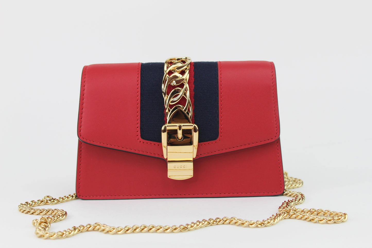 Gucci Sylvie Leather Super Mini Bag Red