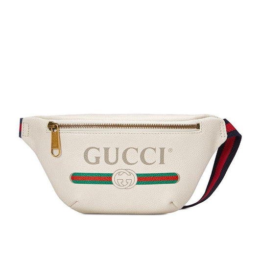Gucci White Leather Logo Belt Bag