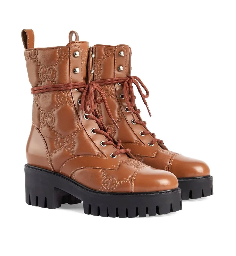 Gucci Women's GG Matelasse Lace Up Boot